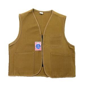 Vintage USA Made Brown Work Vest XL Cotton Zip Front Made in USA NWT